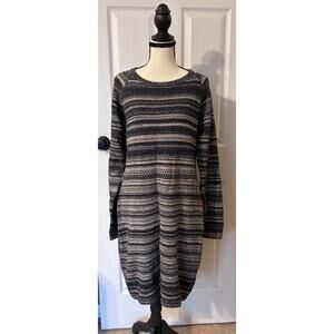 Kuhl Long Sleeve Dress Women’s Large Cotton Merino Wool Blend Black & White